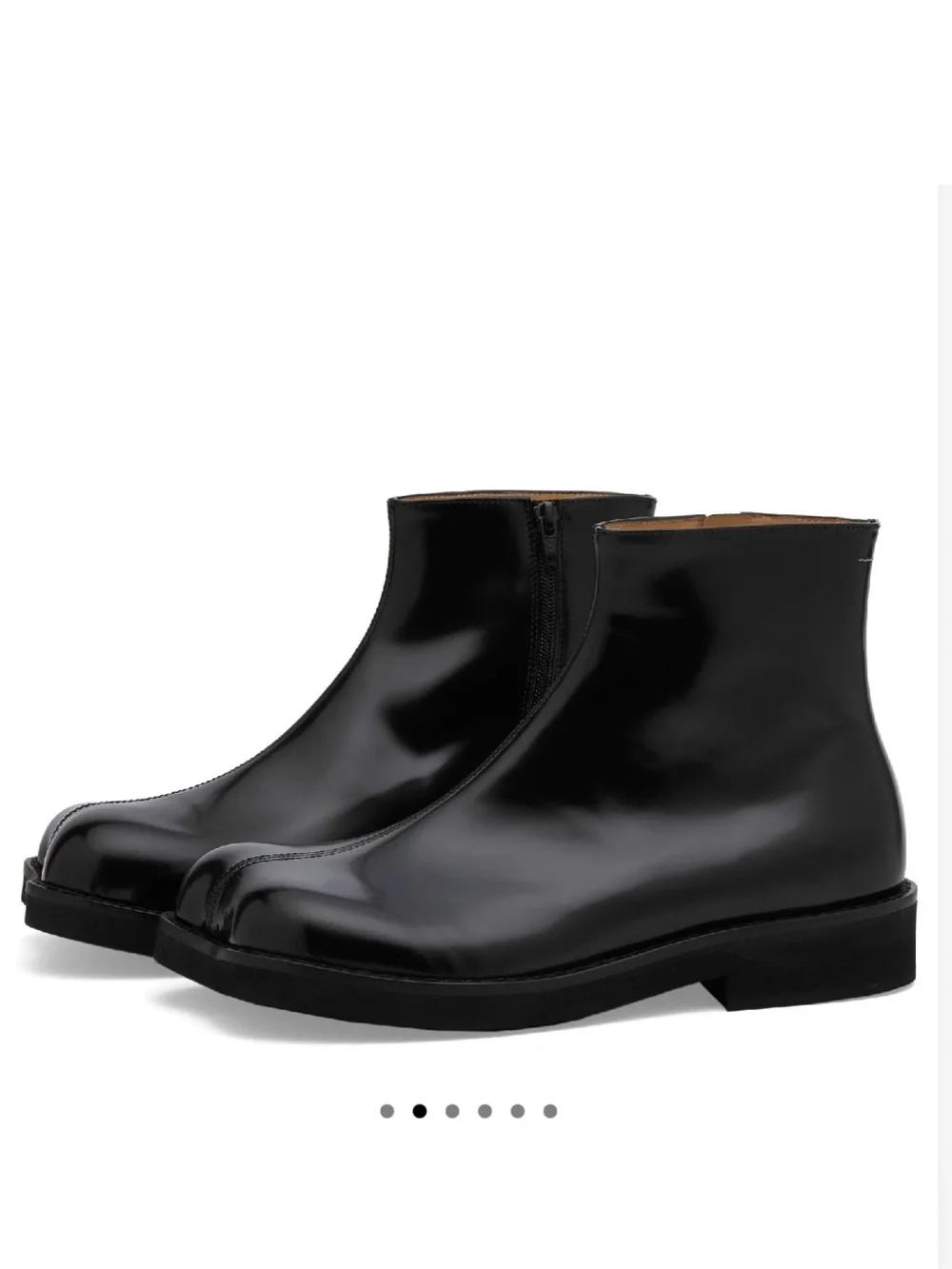 MM6 Maison Martin Margiela ‘Anatomic’ Black Glossy Leather Ankle Boots